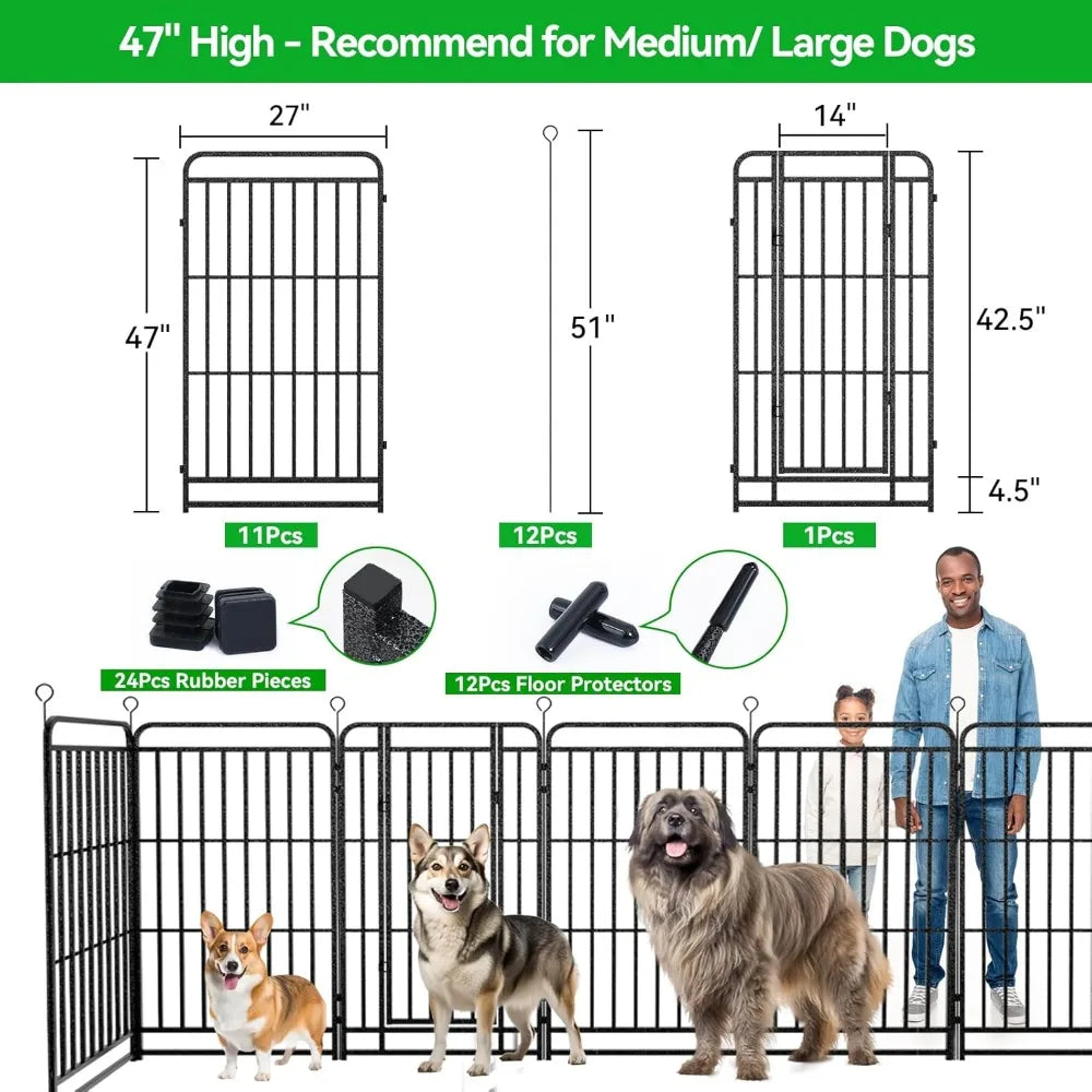 Outdoor Dog Fence Heavy Duty Anti Rust Playpen Reinforced Crossbars