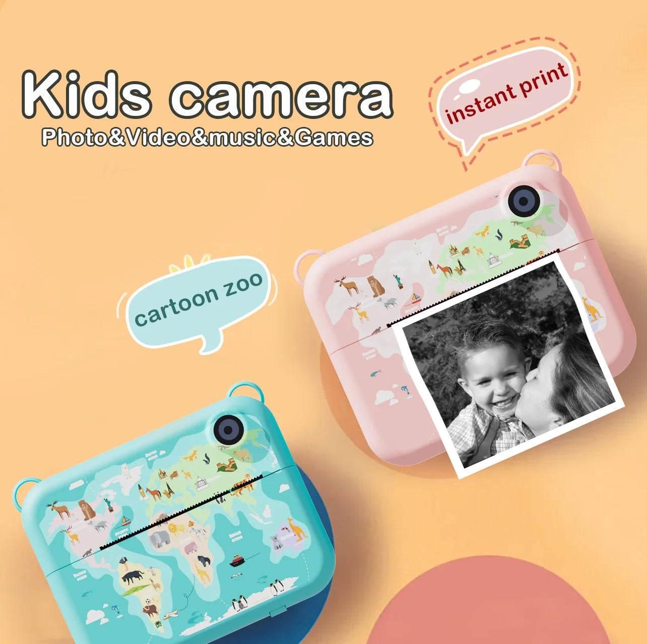 Kids Digital Camera For Children With Instant Print 1080P HD