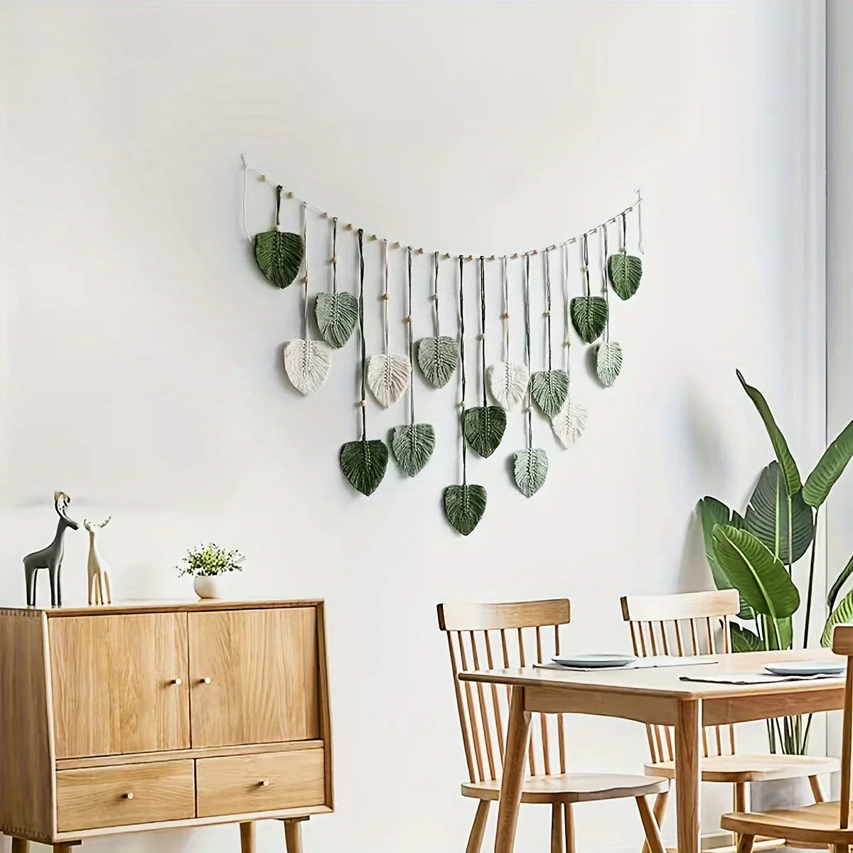 Modern Woven Wall Decor Leaves Bohemian Feather Wall Hanging