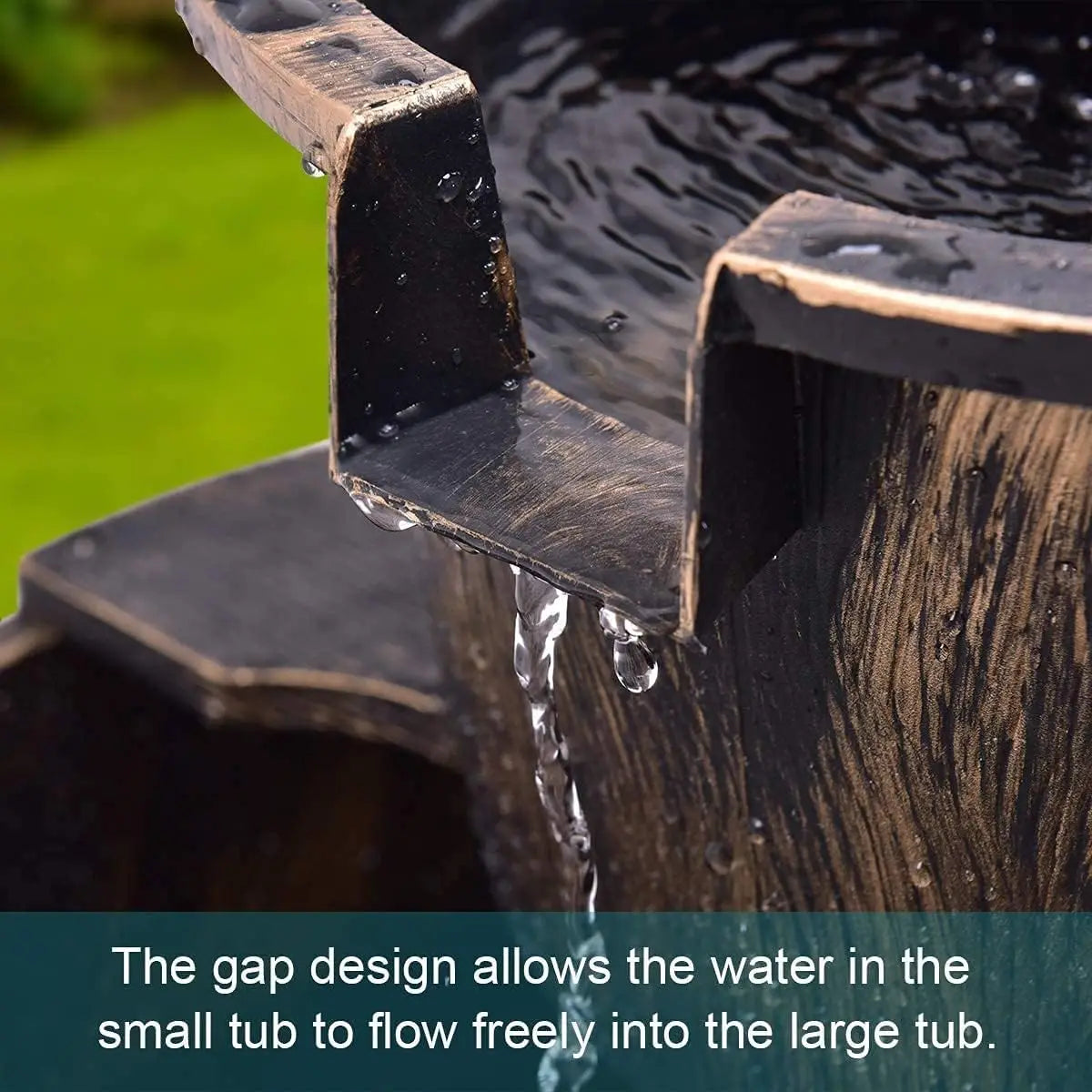 Rustic 2-Tier Outdoor Fountain With Hand Pump For Garden Decor