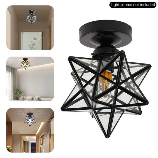 Moravian Star Ceiling Light With Transparent Shade