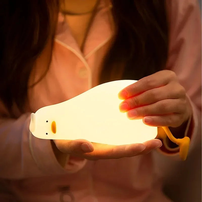 Duck Rechargeable LED Night Light Silicone Cartoon Lamp For Kids