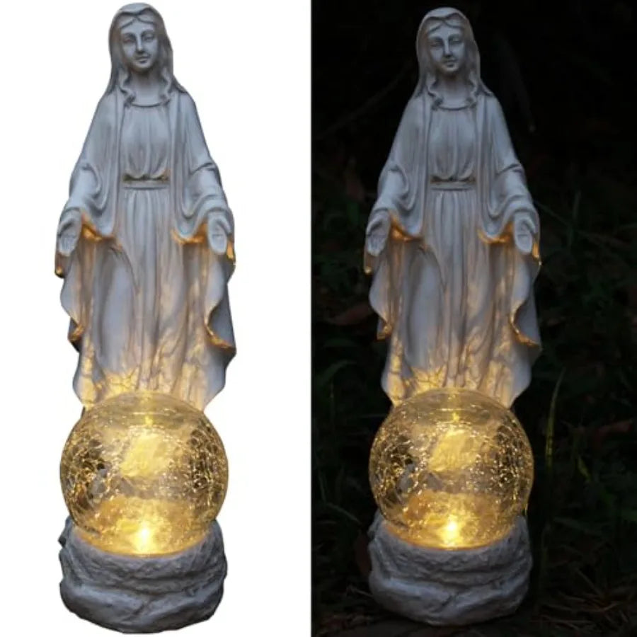 SHXI Solar Virgin Mary Outdoor Garden Statue With Lights