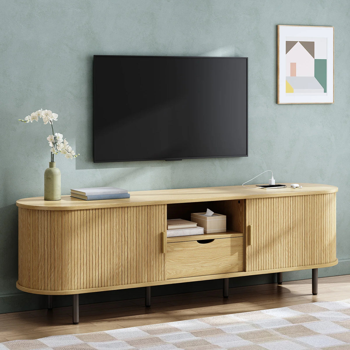 ONBRILL Modern TV Stand Entertainment Center With Storage And Drawer