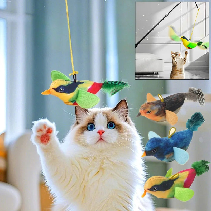 Wall Hanging Sound Sensing Bird Plush Catnip Toy For Kittens Interactive Teaser