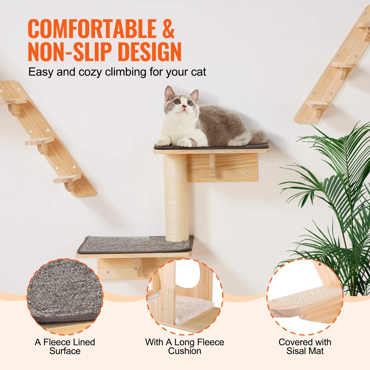 SucceBuy Wall Mounted Cat Shelves and Perches Cat Tree