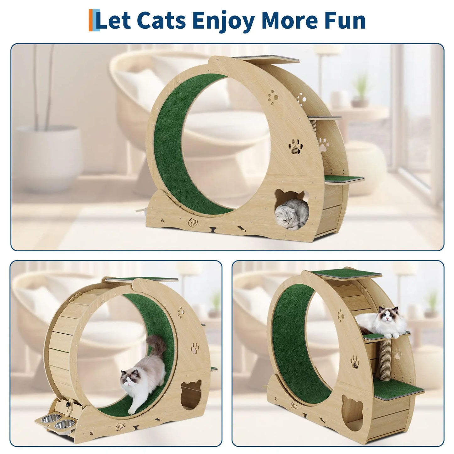 HiMISS 6-In-1 Cat Treadmill Exercise Wheel For Cats