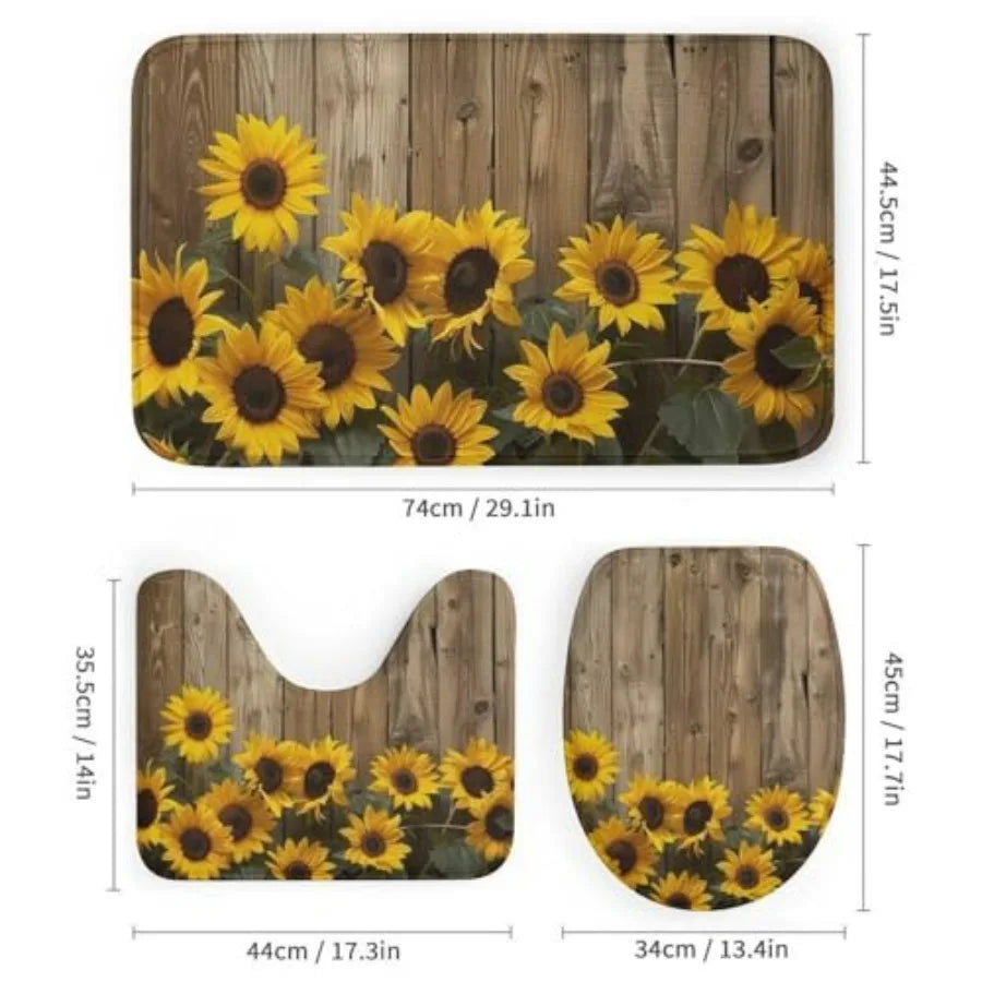 Rustic Farmhouse Shower Curtain Set With Rugs And Bath Mat
