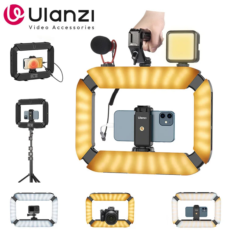Ulanzi U200 Handheld Smartphone Video Stabilizer With LED Ring Light