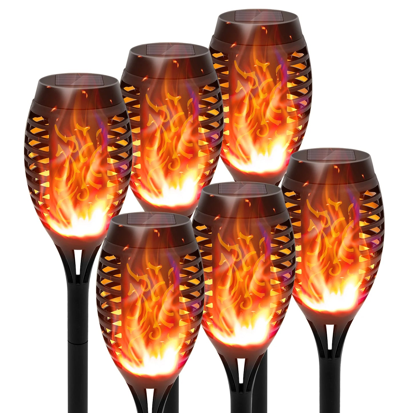 Solar Torch Lights With Flickering Flame Waterproof Outdoor Pathway