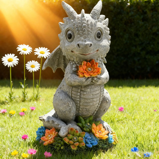 Solar Garden Statue Light Turtle Elephant Dragon Outdoor Decor