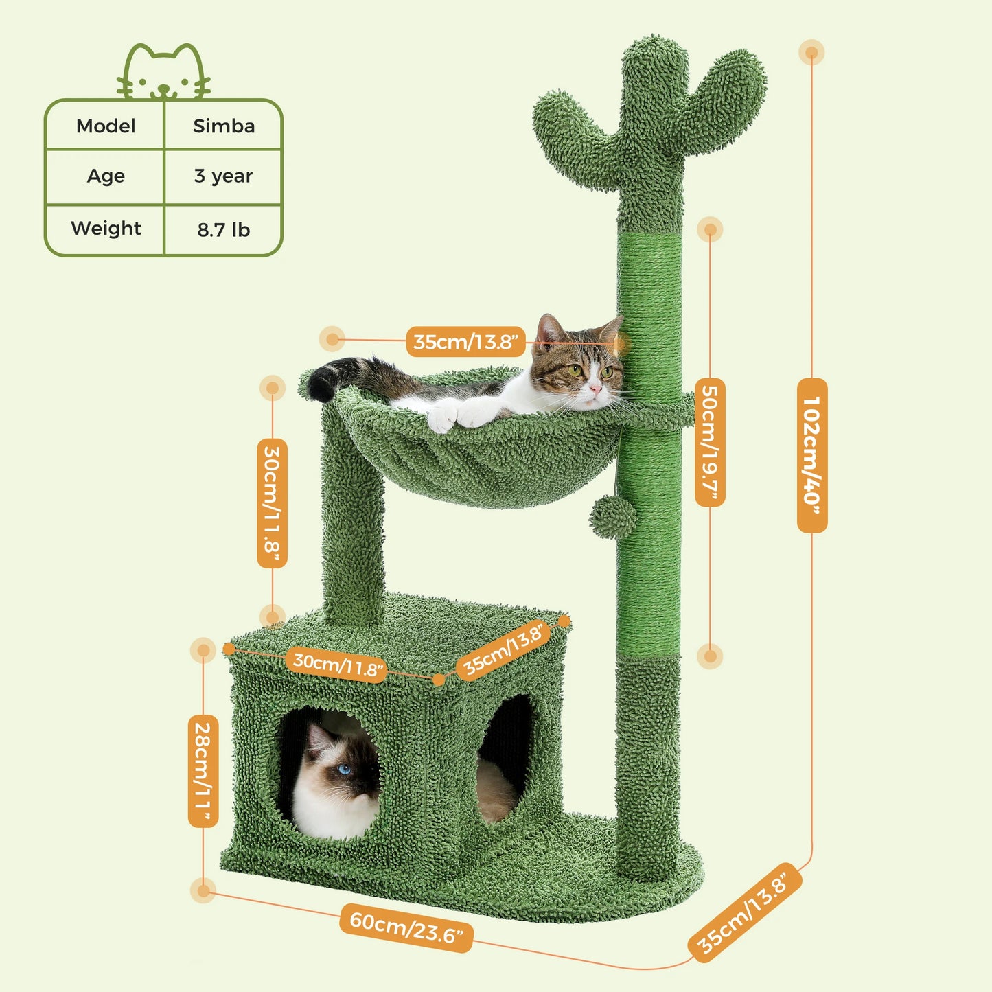 PEQULTI Cat Tree With Condo And Hammock For Indoor Cats