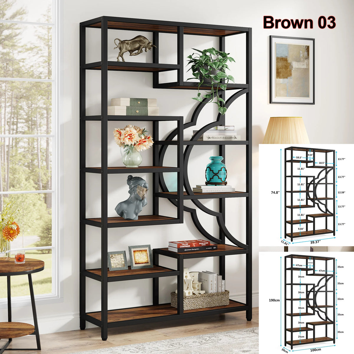 Tribesigns Industrial Etagere Bookshelf Display Storage Organizer