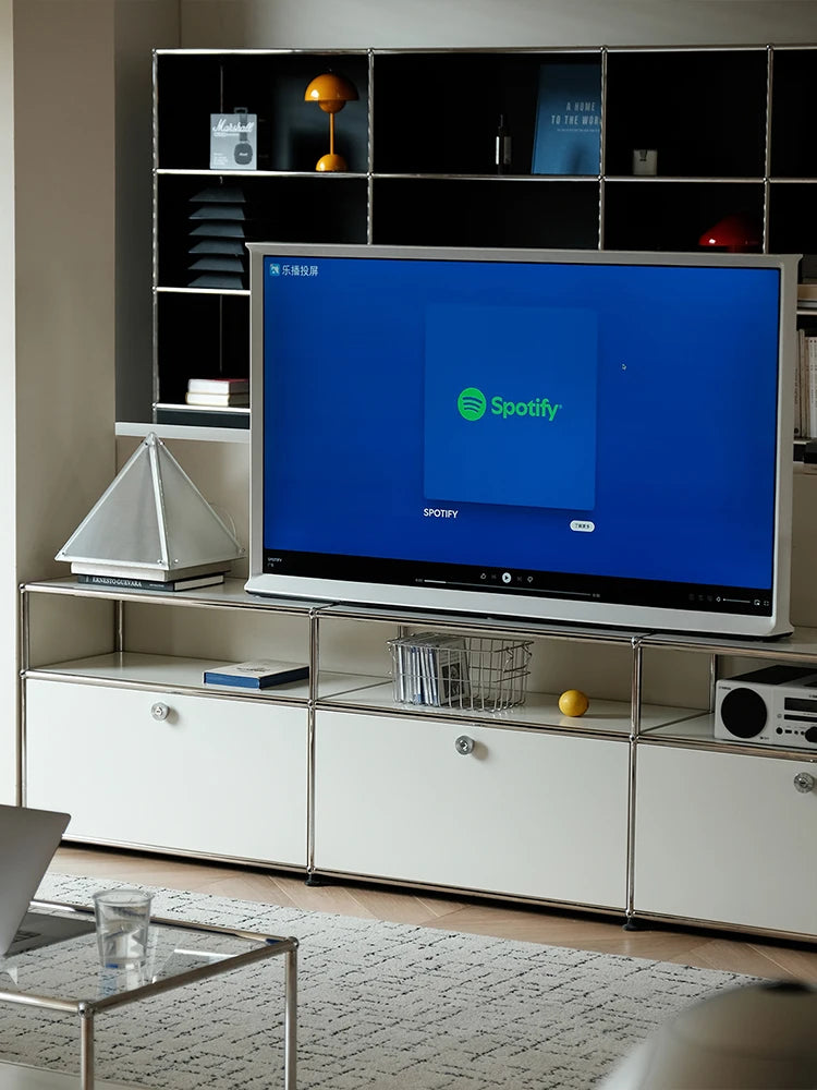 Bigcityfur Modern Metal TV Stand Storage Cabinet For Living Room