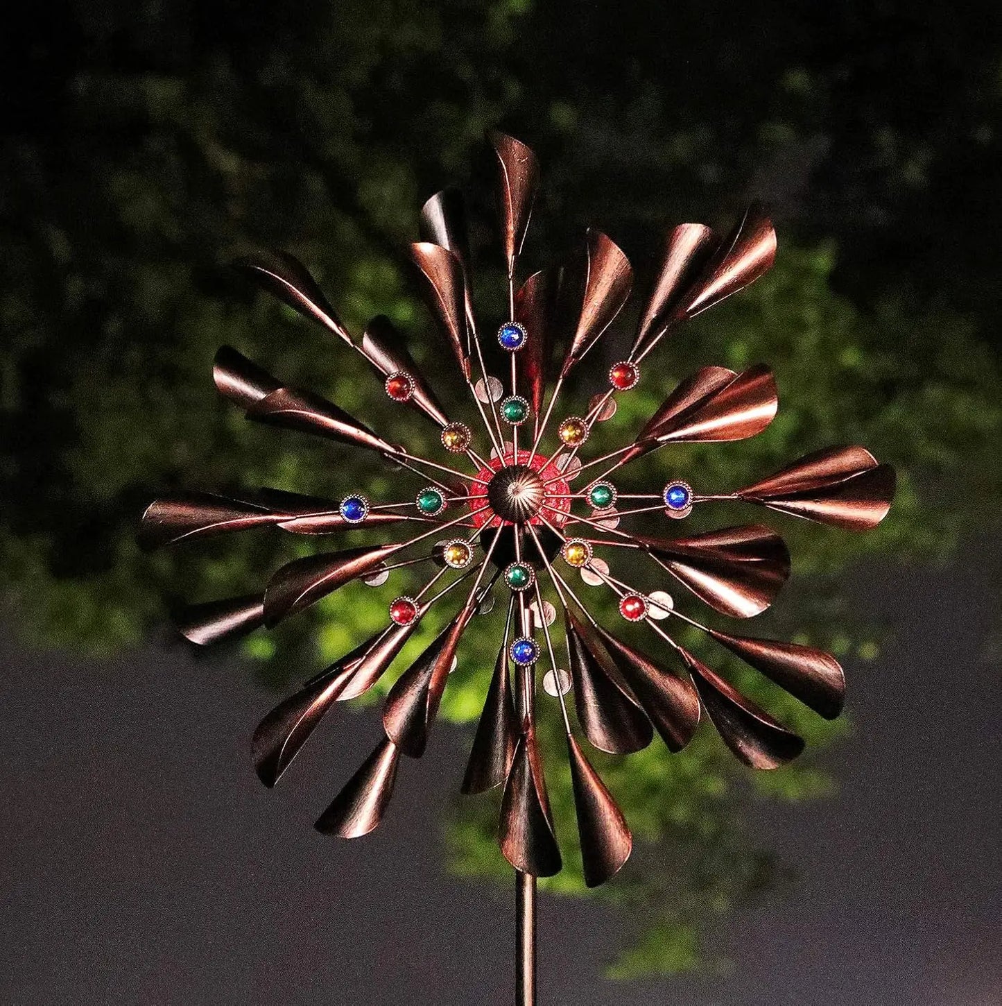 Solar-Powered Kinetic Wind Spinner With LED Lights
