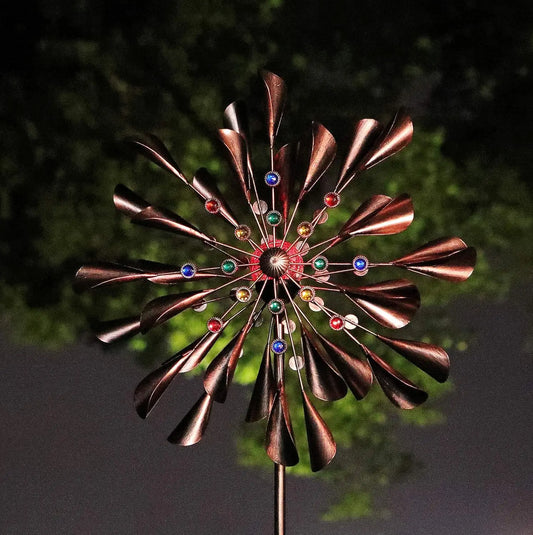 Solar-Powered Kinetic Wind Spinner With LED Lights