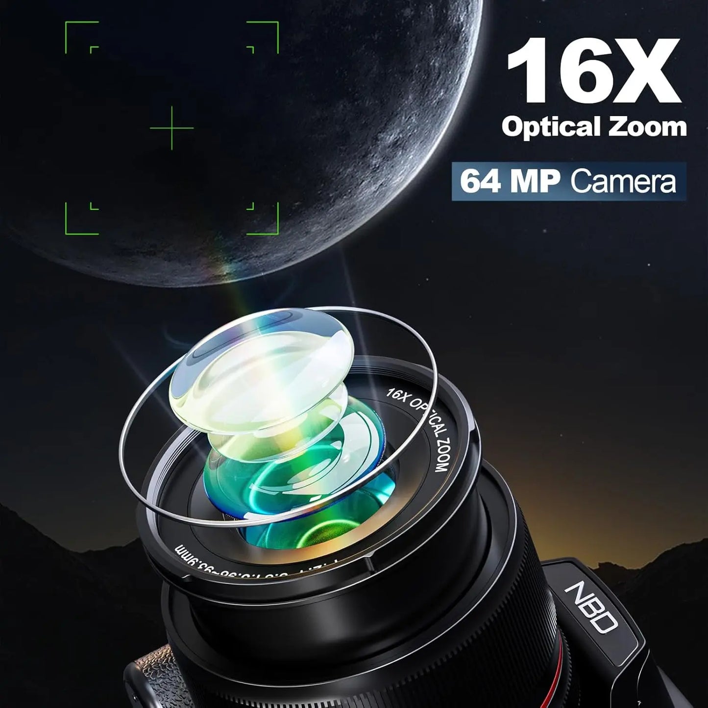 NBD 64MP Vlogging Camera With 16X Optical Zoom And WiFi
