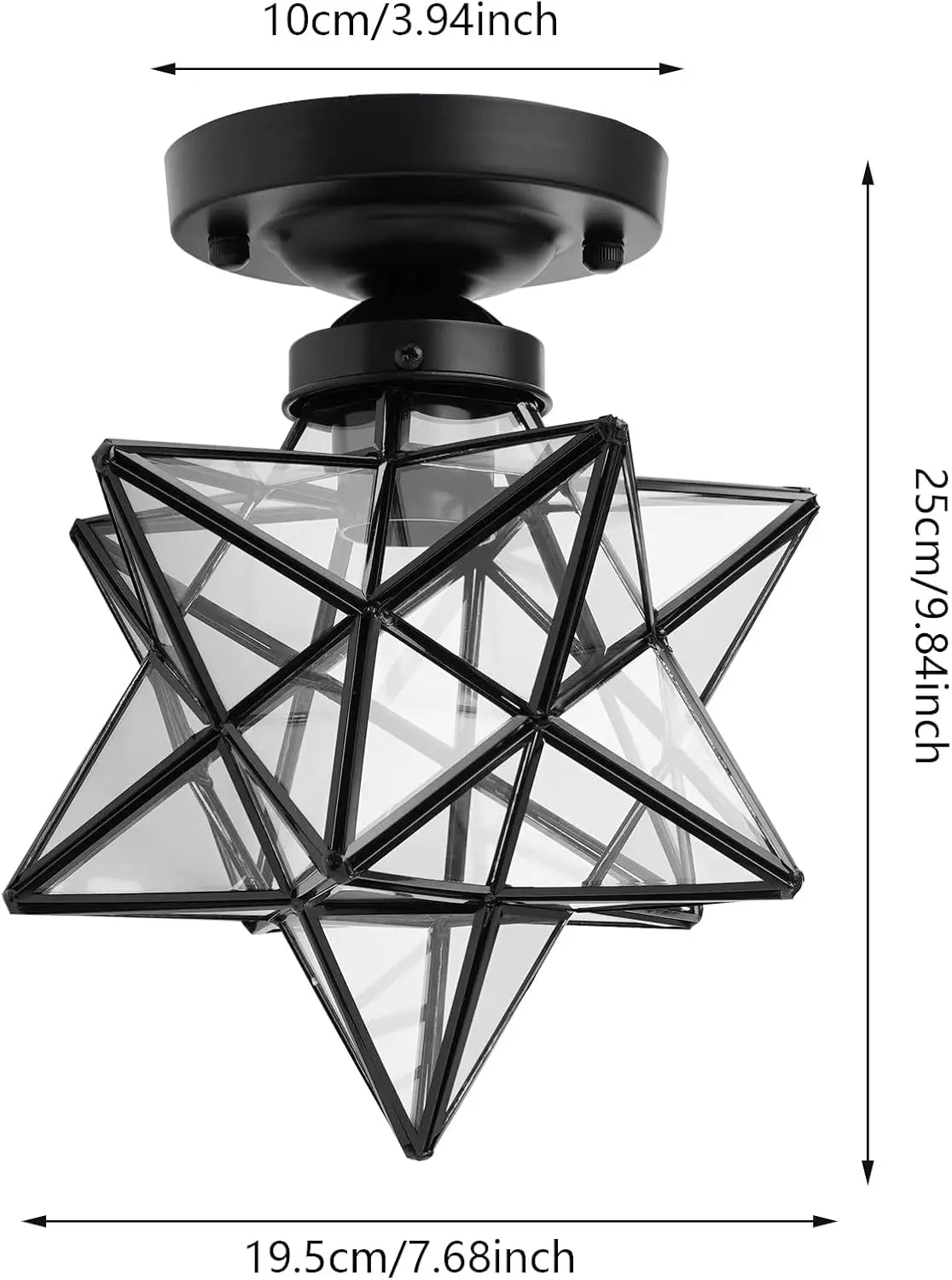 Moravian Star Ceiling Light With Transparent Shade