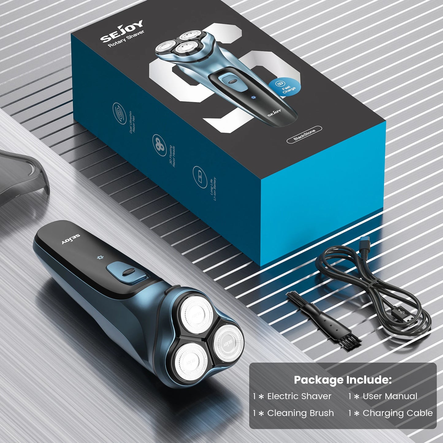 Sejoy 3D Floating Electric Shaver For Men Rechargeable Razor With Triple Blade
