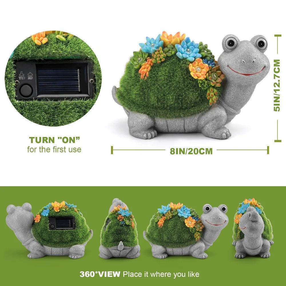 Solar Garden Statue Light Turtle Elephant Dragon Outdoor Decor