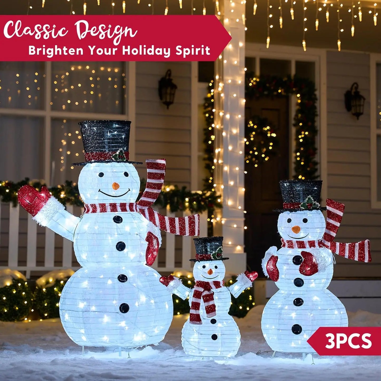 Joyfy Three Piece Snowman LED Yard Light Set 270 LEDs