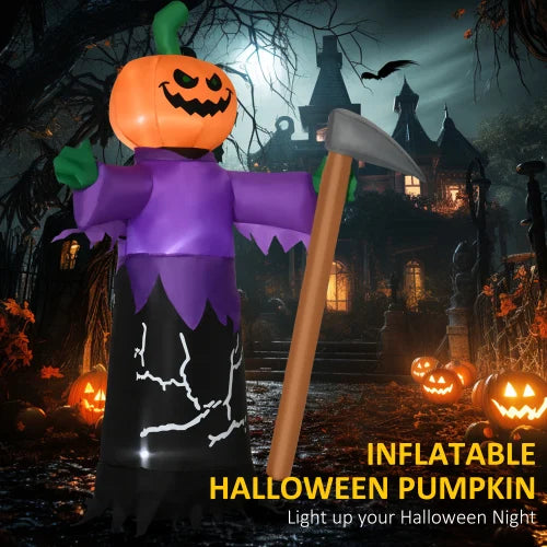 Inflatable Halloween Pumpkin Grim Reaper With LED Lights Waterproof