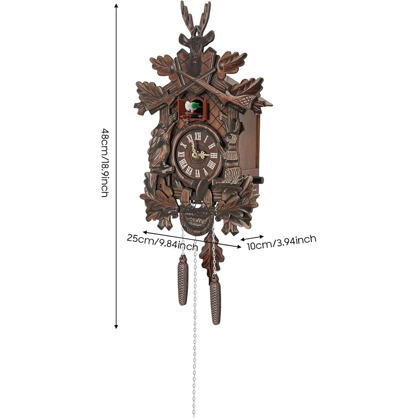 Wooden Cuckoo Clock With Pendulum Battery Operated Wall Clock