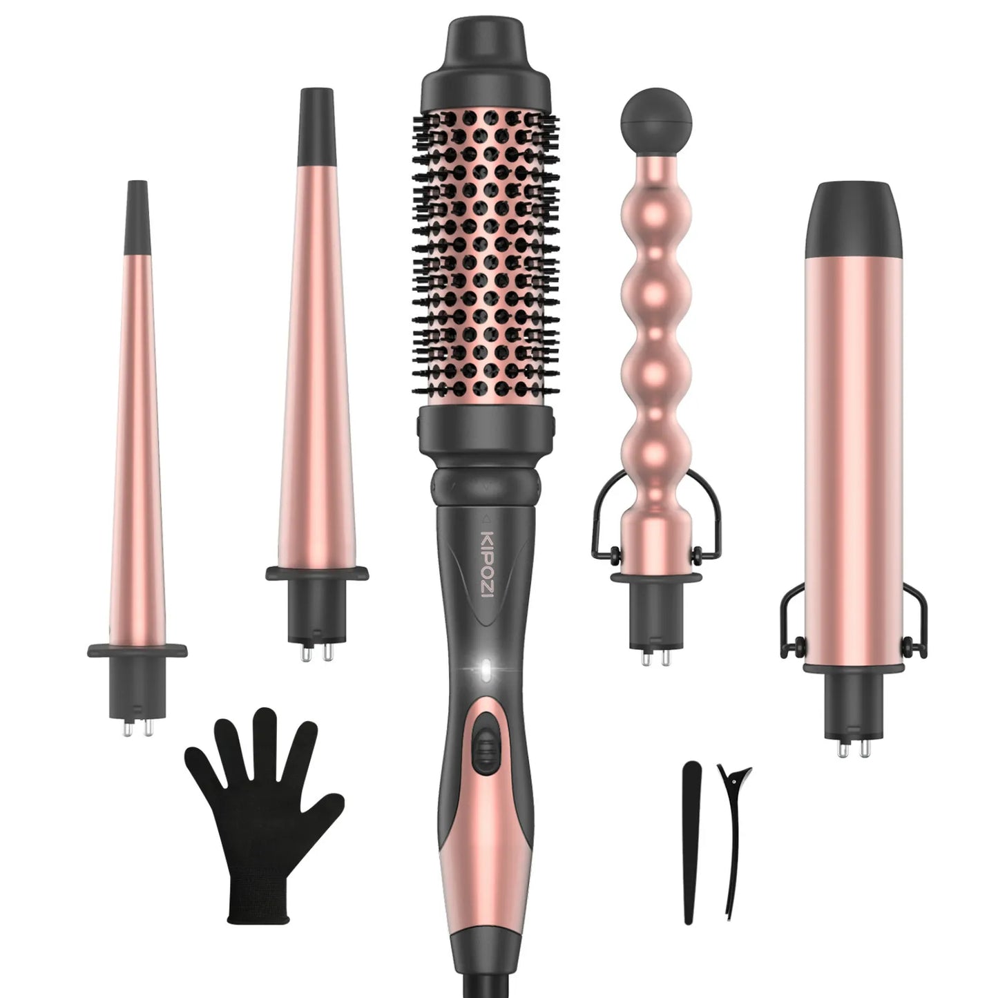 KIPOZI 5 In 1 CurlingTool CeramicBarrel And Hot Air Brush