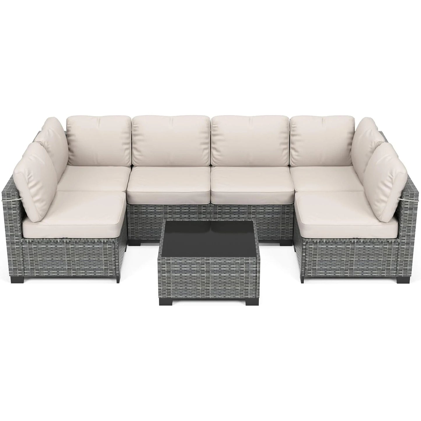HobbyLane 7 Piece Modular Outdoor Furniture Set PE Rattan Wicker Garden Balcony