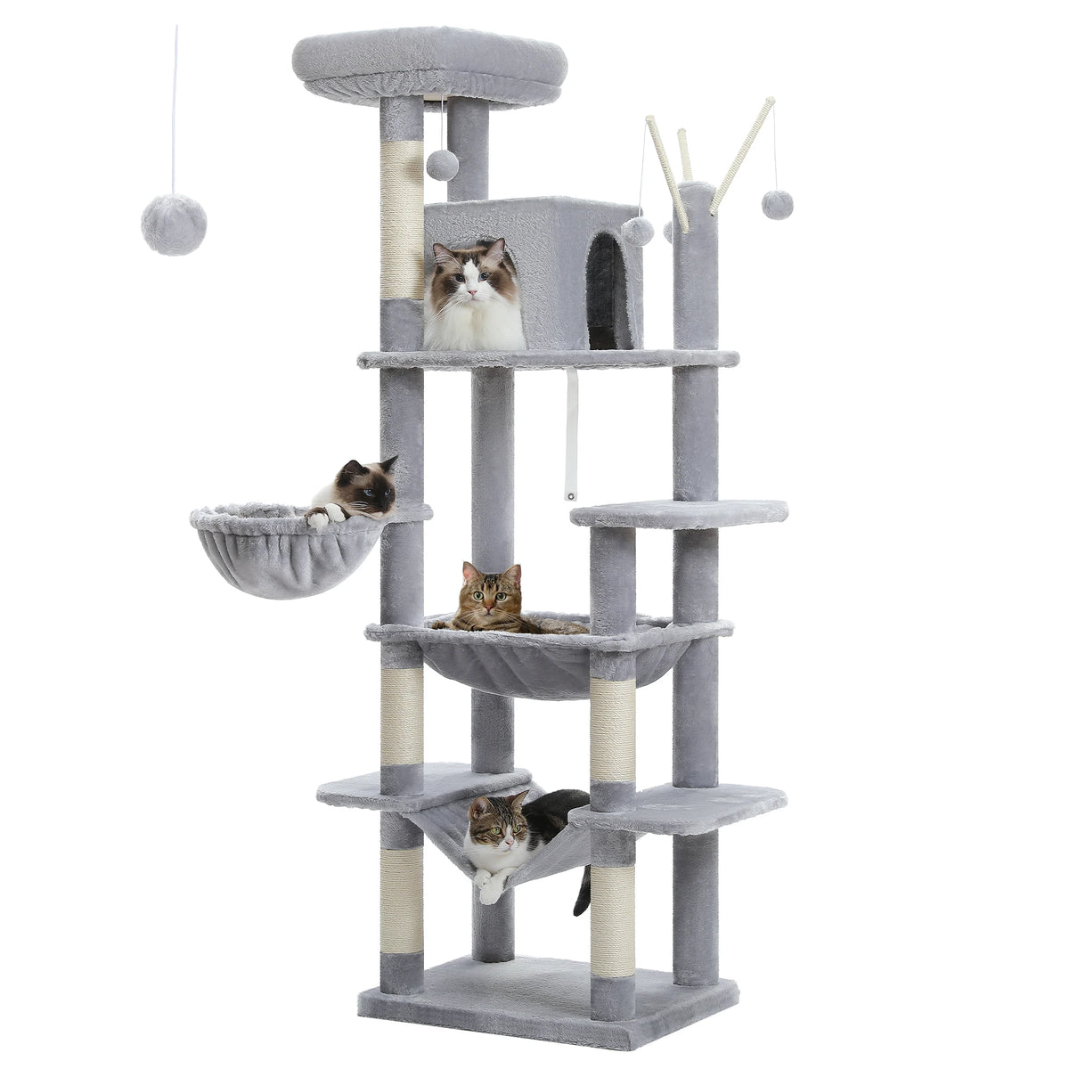 PAWZ Road Multilevel Cat Tower With Plush Condo Scratching Posts