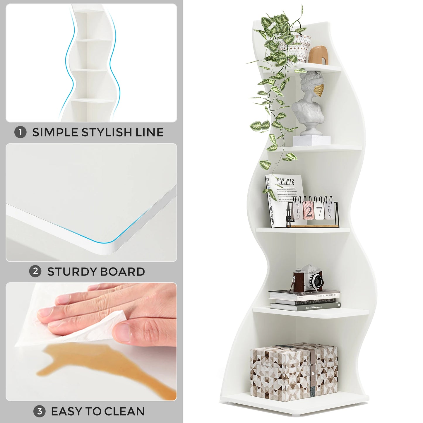 Tribesigns Modern 5-Tier Corner Shelf Wall Bookcase