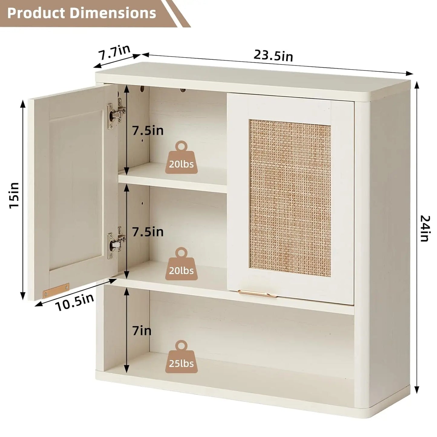 Rattan Bathroom Wall Cabinet Over Toilet Storage Organizer
