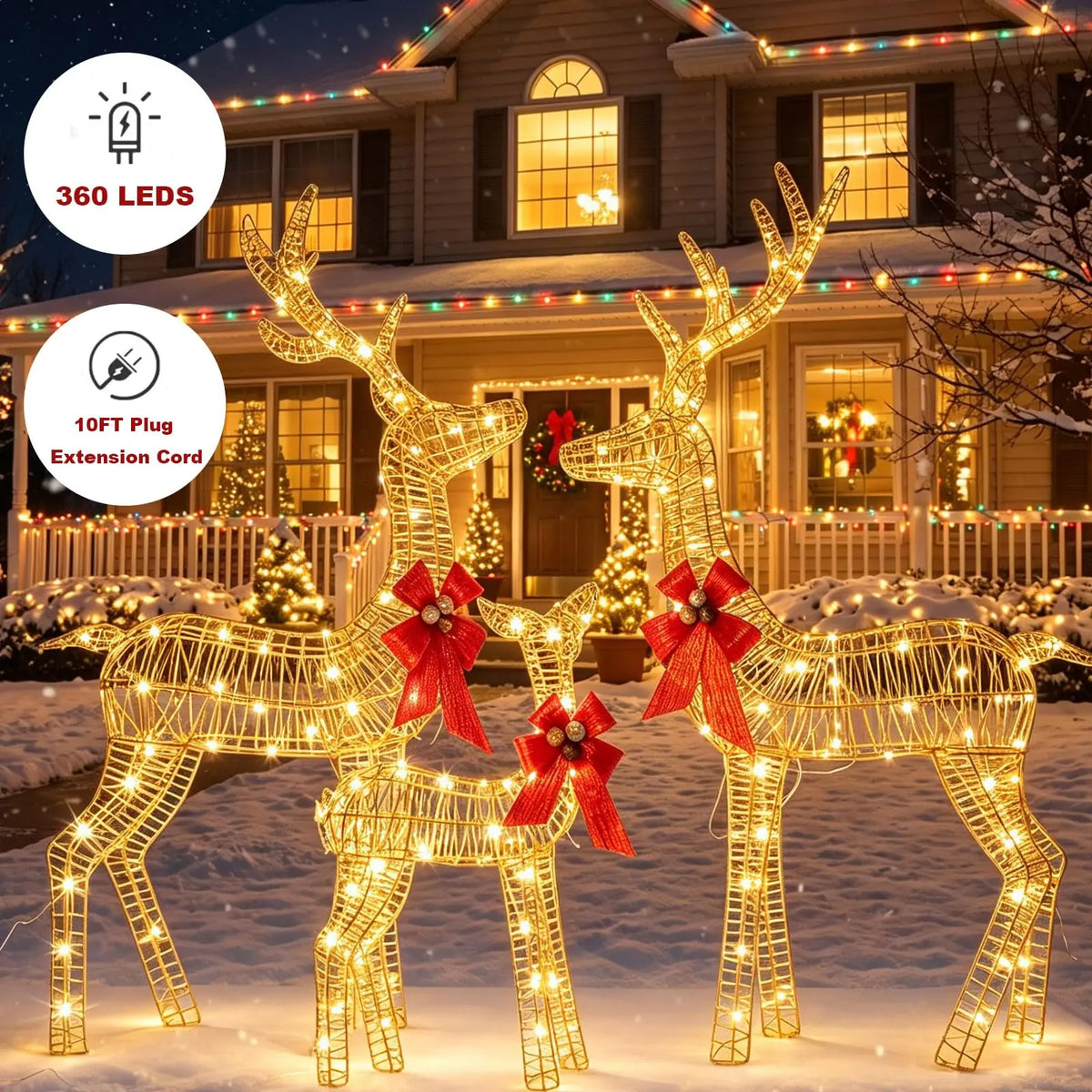 HiMISS Lighted Christmas Reindeer Family LED Yard Decorations