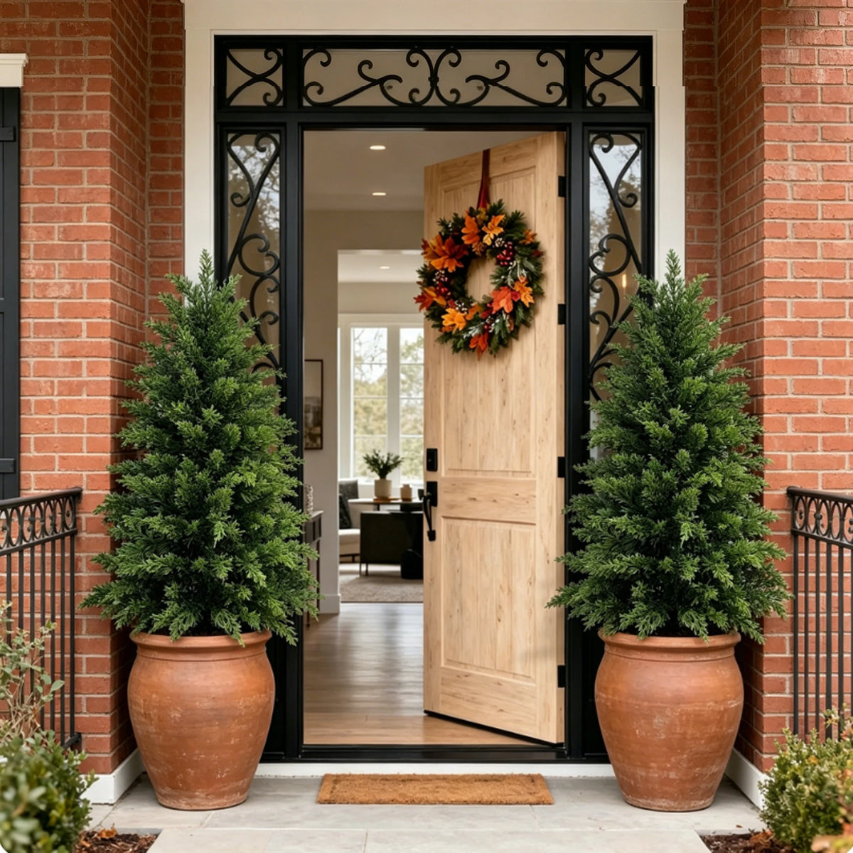 Artificial Cedar Topiary Tree UV Resistant Indoor Outdoor Decor