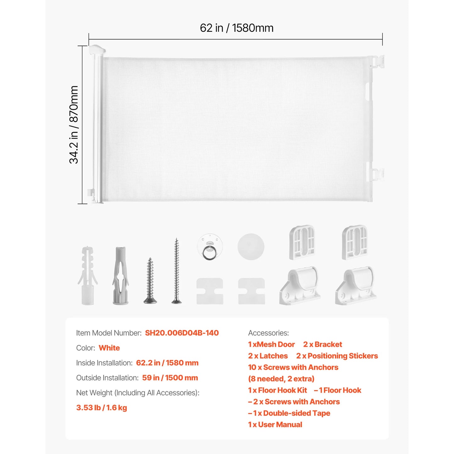 SucceBuy Retractable Baby Gate With Security Lock Walk Through