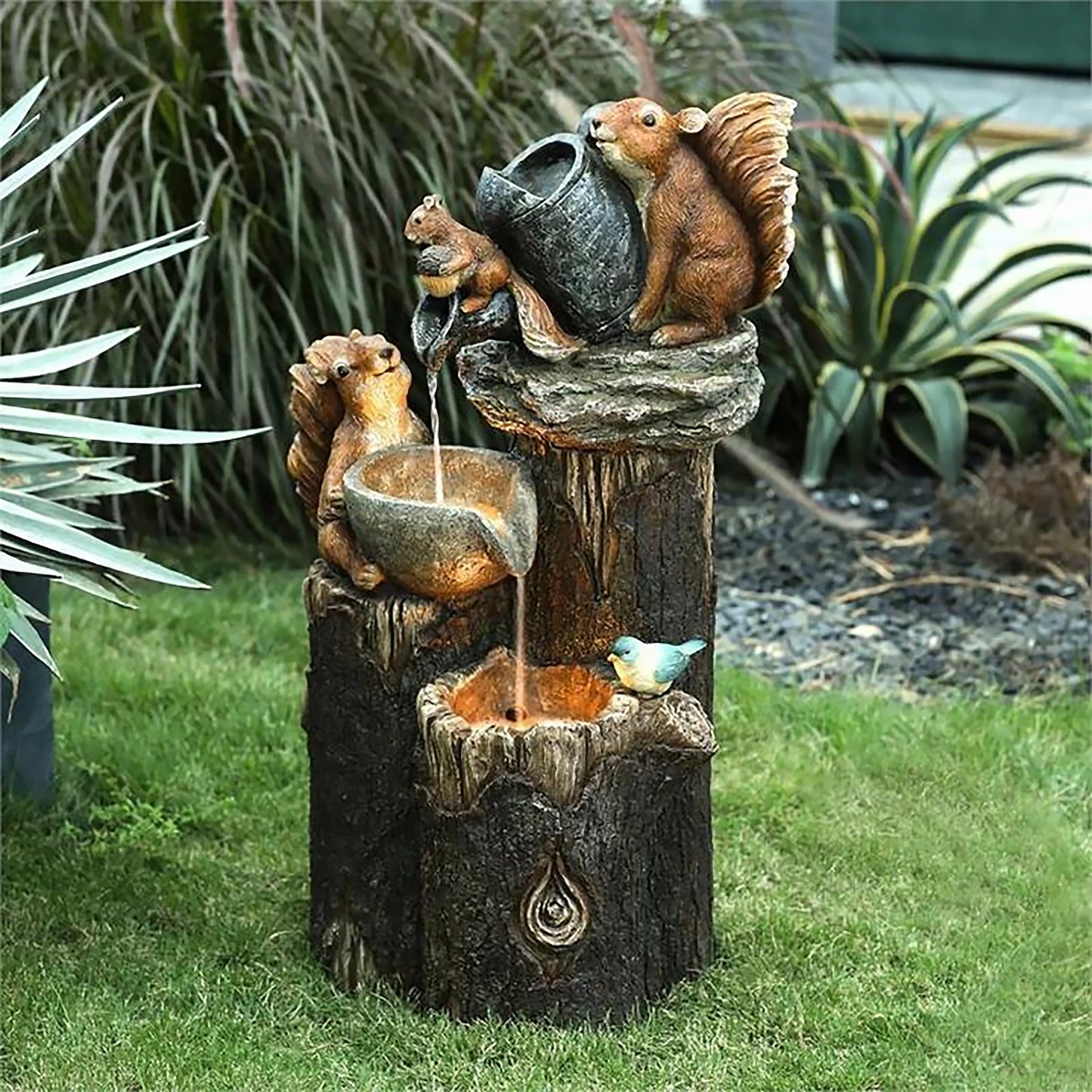Alloet Funny Animal Fountain Duck Squirrel Garden Statue
