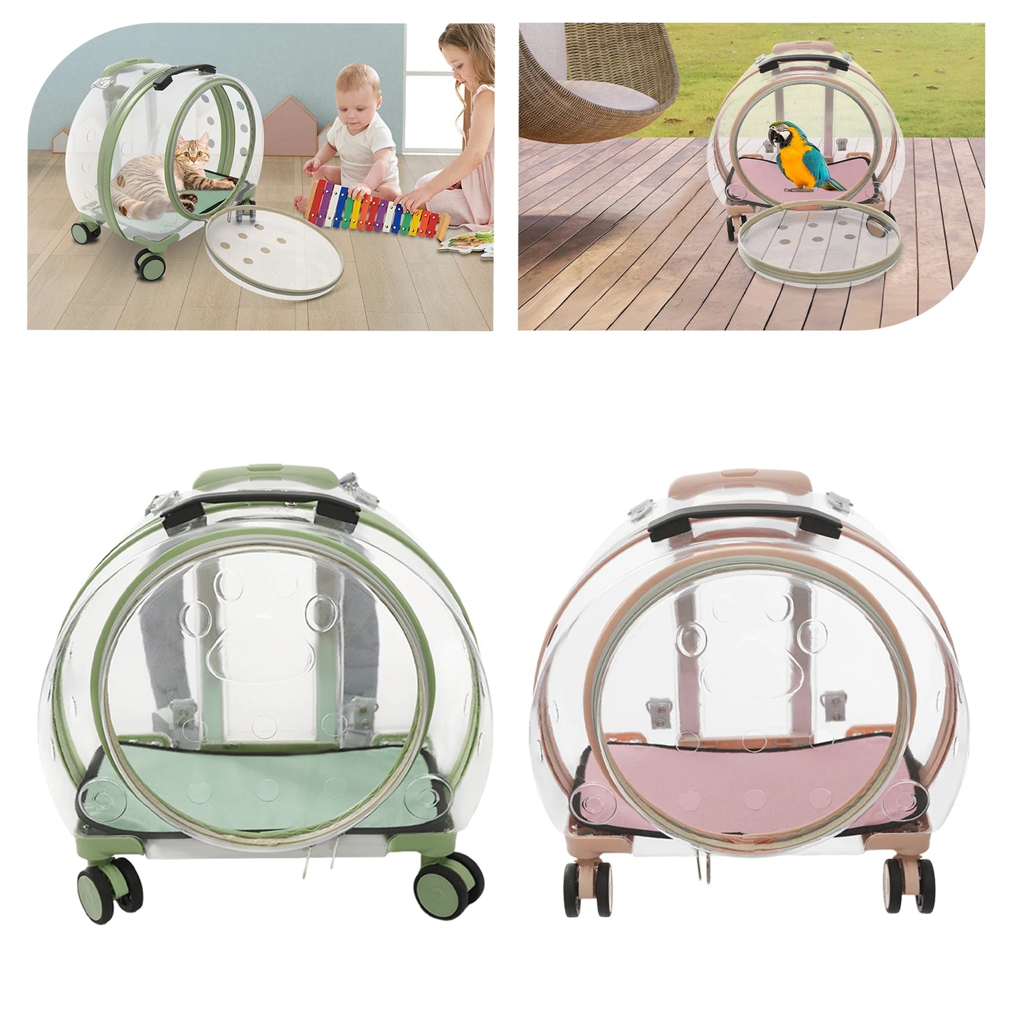Breathable Cat Carrier With Rolling Wheels For Cats Lightweight