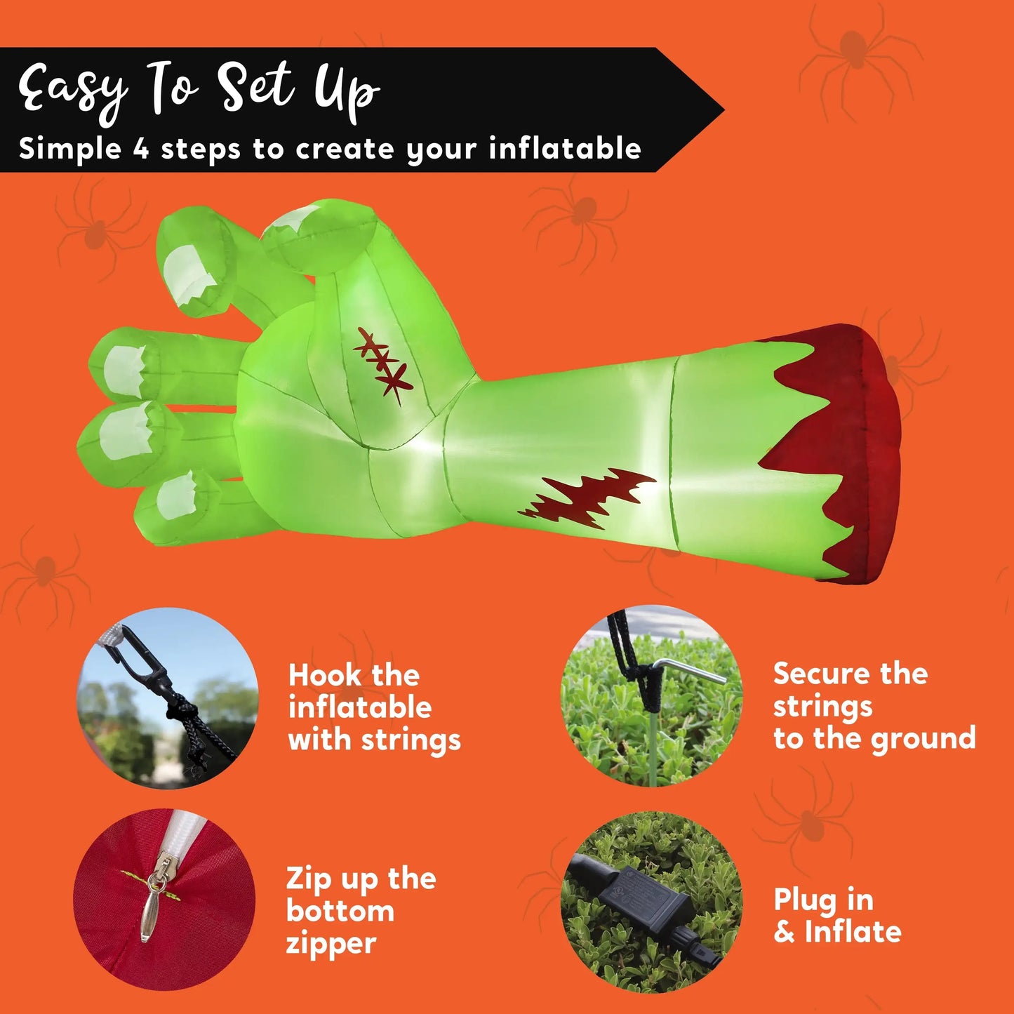 Joyfy Broken Hand Zombie Arm Inflatable With LEDs For Halloween Decor