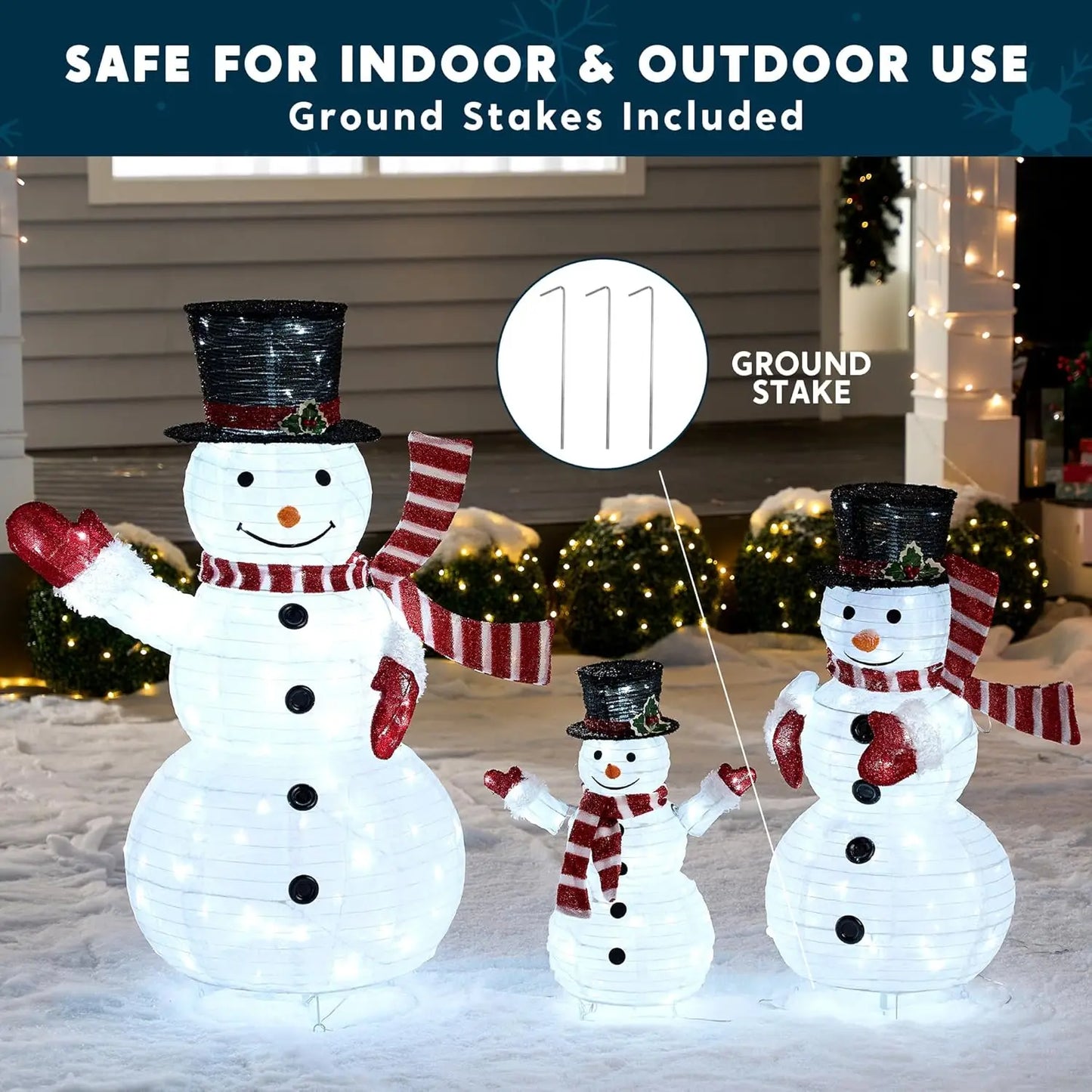 Joyfy Three Piece Snowman LED Yard Light Set 270 LEDs