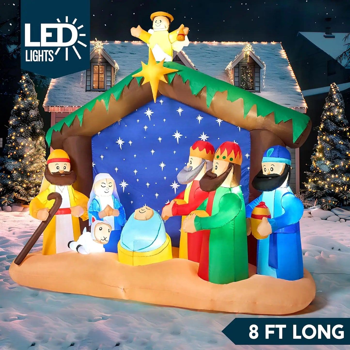 Joyfy Christmas Nativity Inflatable With LEDs For Yard Decor