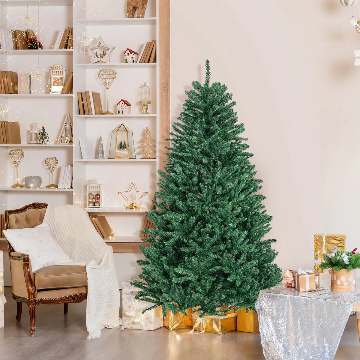 LIFEZEAL Artificial Christmas Tree Full Fir Hinged Branch Design