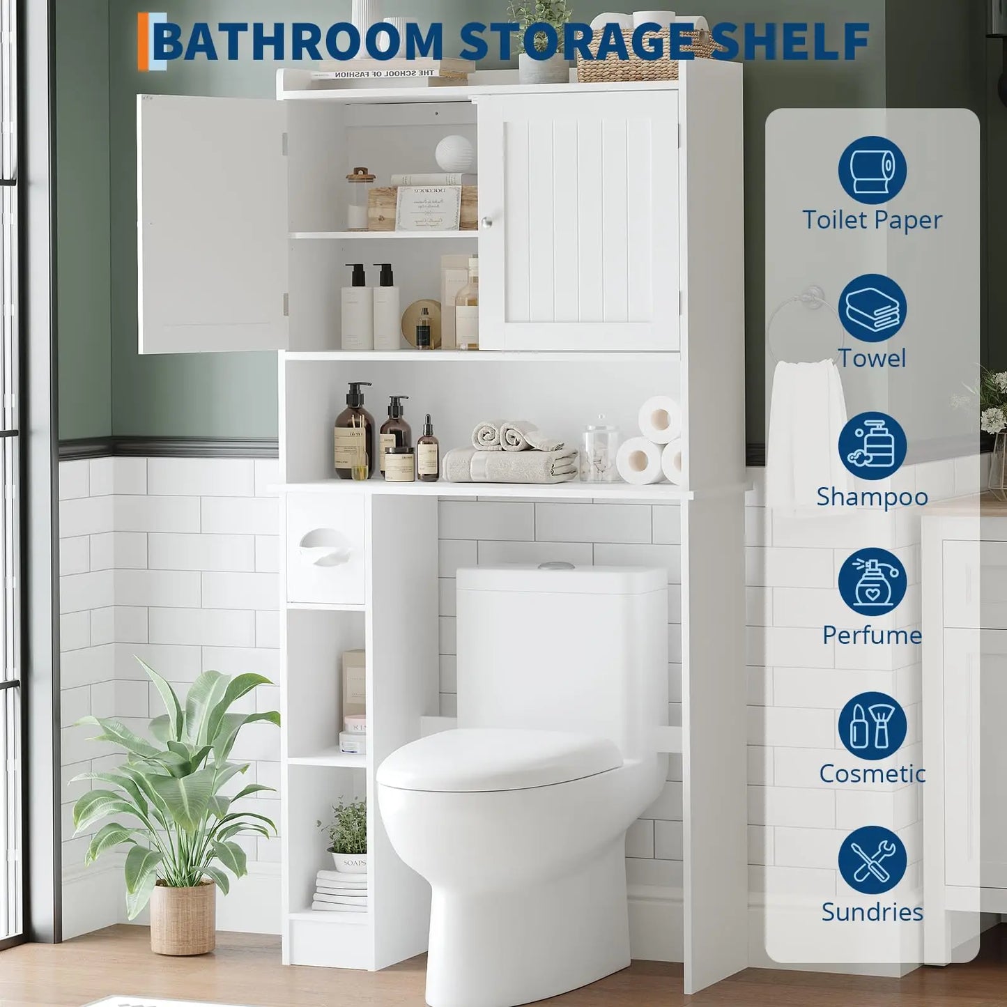 HiMISS Barn Door Toilet Cabinet With Adjustable Shelves