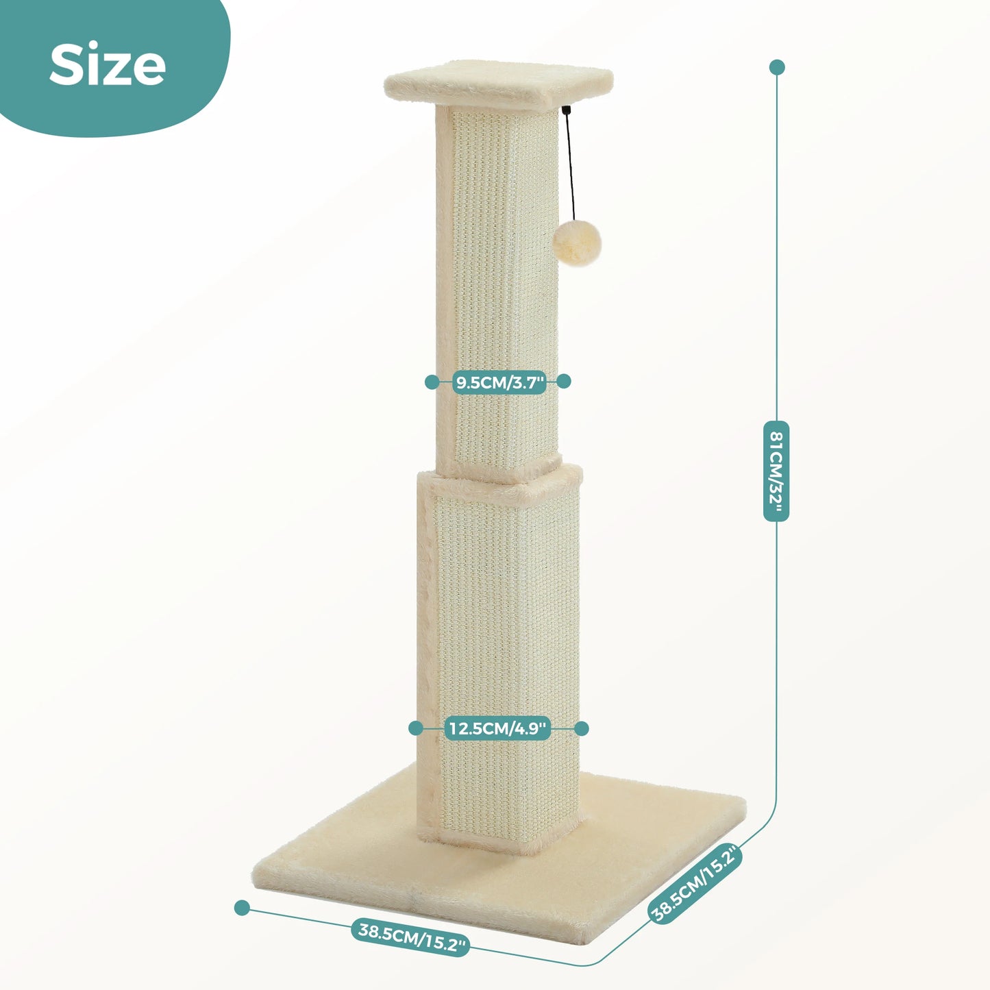 PAWZ Road Cat Scratching Post With Woven Sisal Ball