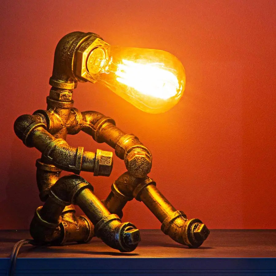 Steampunk Robot Table Lamp Vintage Industrial Desk Light
