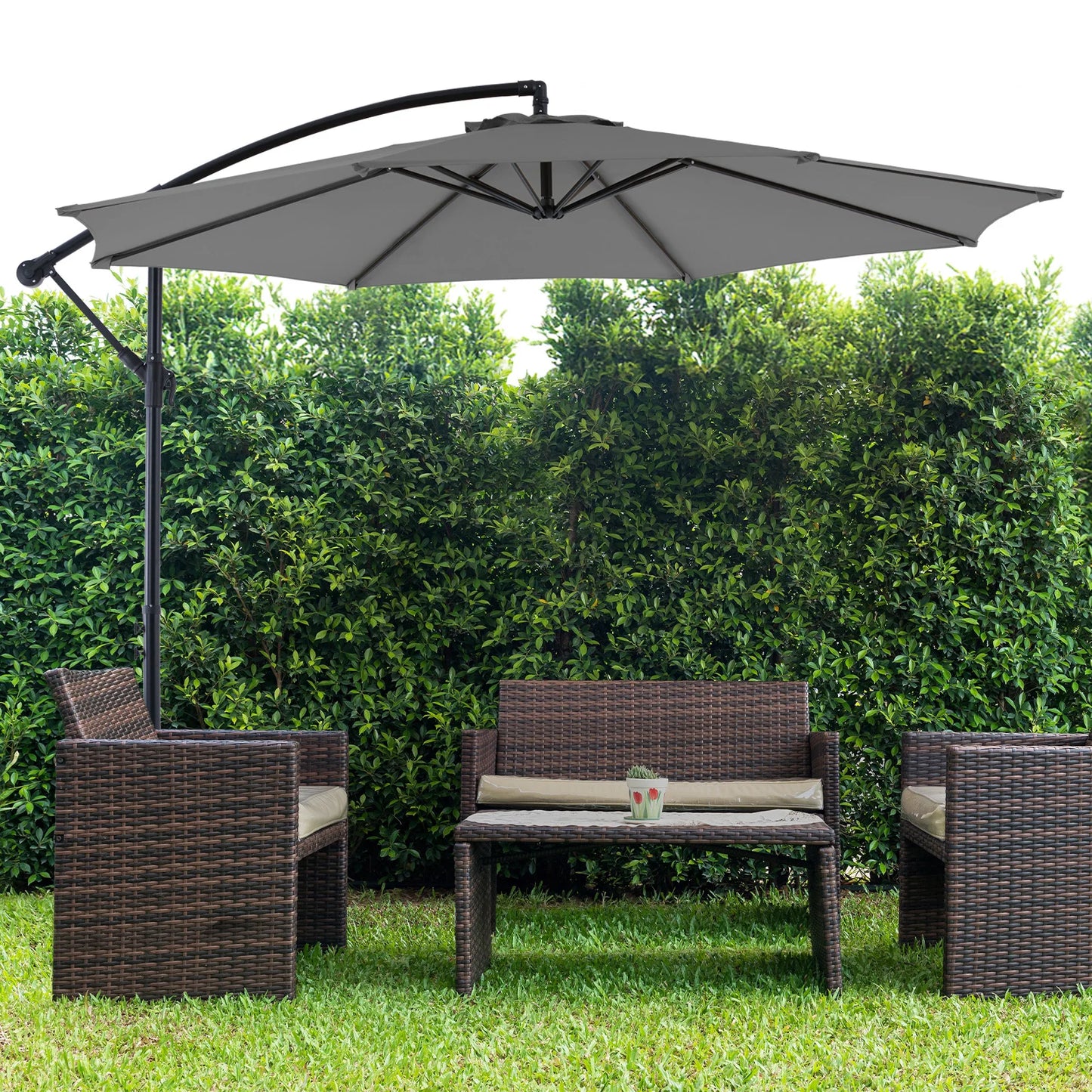 JHK Outdoor Cantilever Patio Umbrella With UV Protection Tilt