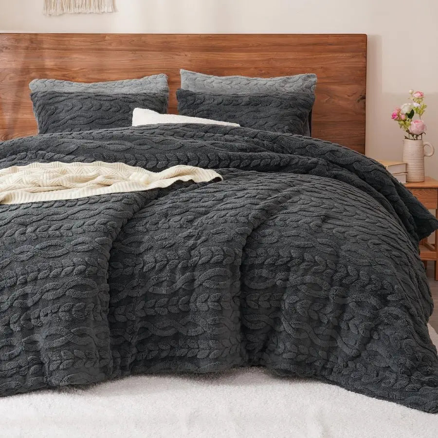 Fluffy Sherpa Fleece Comforter Set For Winter Bedding