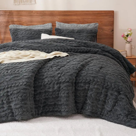 Fluffy Sherpa Fleece Comforter Set For Winter Bedding