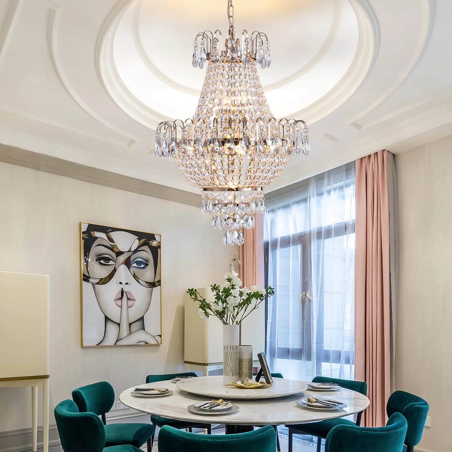 ARLGSITE European Crystal Chandelier 7 Light For Living Room
