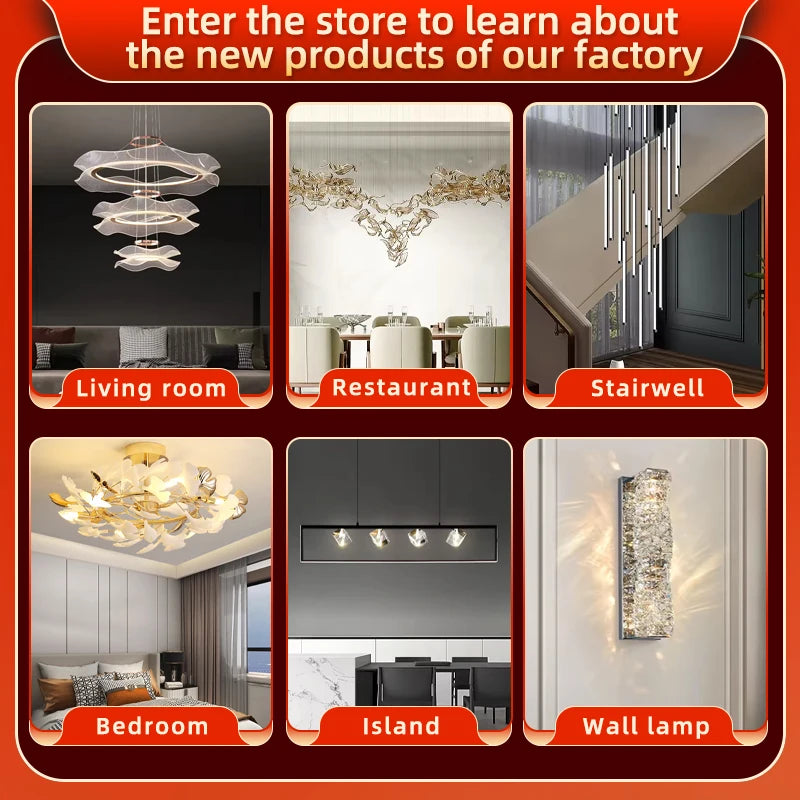 Yingxuan Loft Pendant Lighting Crystal Chandelier For Dining Room