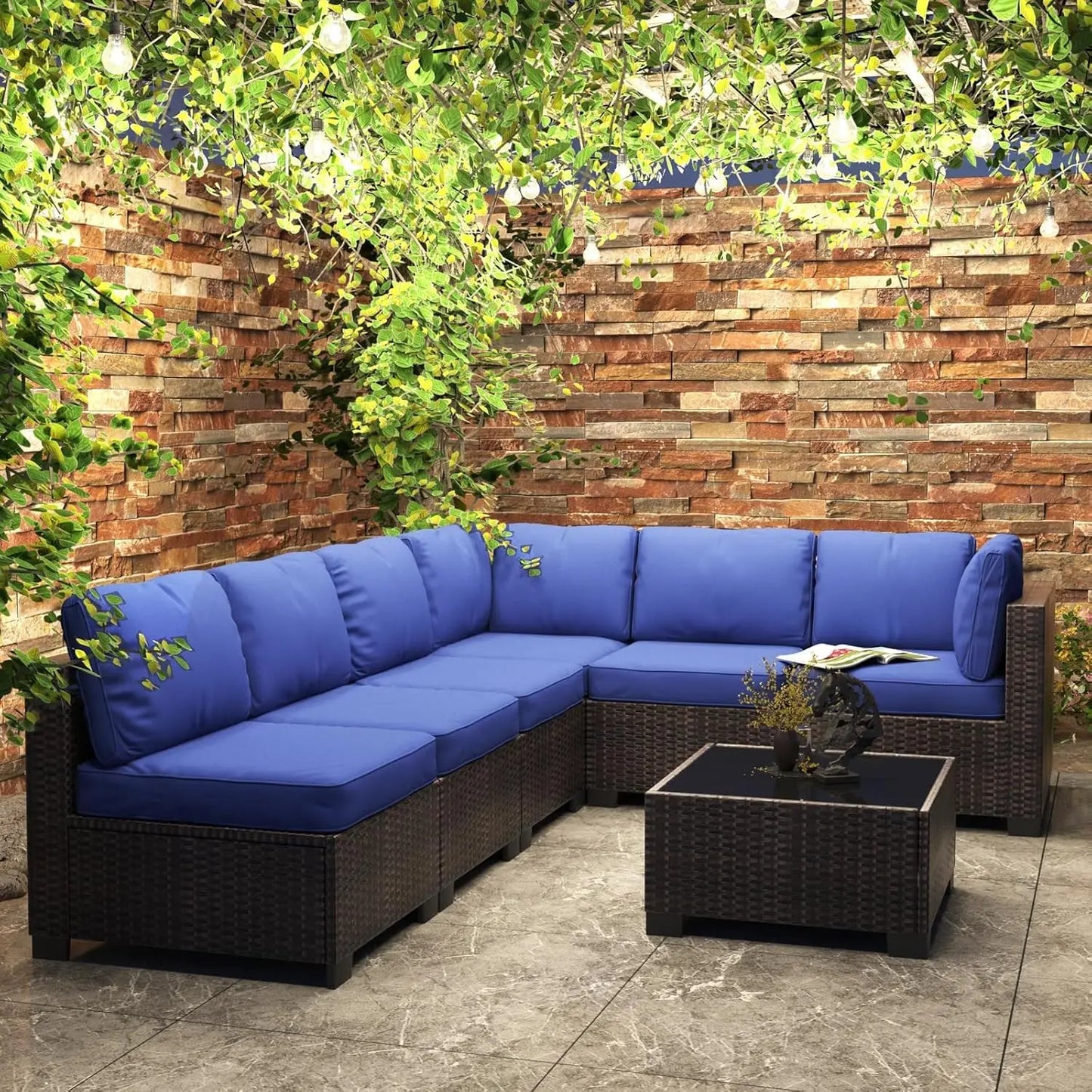 HobbyLane 7 Piece Modular Outdoor Furniture Set PE Rattan Wicker Garden Balcony